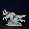 Statuette en porcelaine de 2 Borzois qui courent
